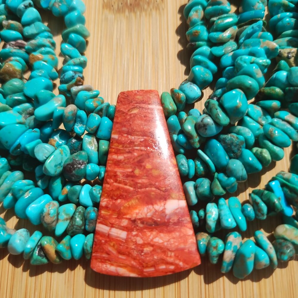 Jay King DTR mine finds Turquoise spiny oyster Statement necklace 925 Sterling S - Picture 4 of 16